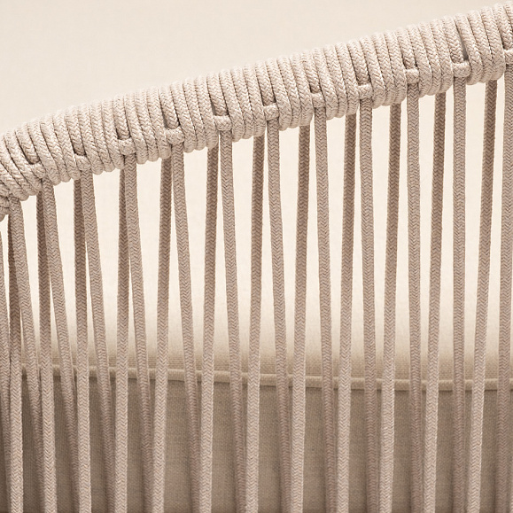 Канны диван модульный плетеный из роупа, каркас алюминий белый, роуп бежевый круглый, ткань бежевая 035 фото 5