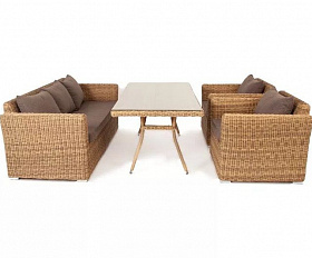 Обеденная группа Моккачино 4SIS из искусственного ротанга, цвет соломенный