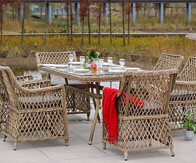 Обеденная Латте 4SIS группа плетеная, цвет соломенный