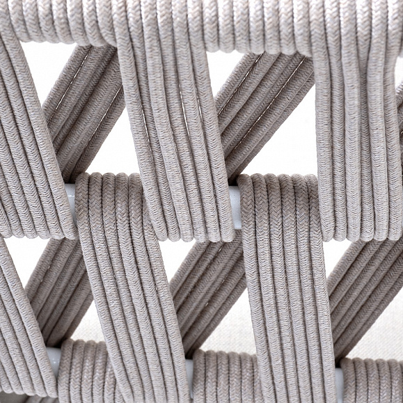 Диего кресло плетеное из роупа, основание дуб, каркас алюминий светло-серый (RAL7035) шагрень, роуп бежевый круглый, ткань бежевая 15052 фото 6