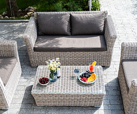 Капучино Сингл лаунж-зона из искусственного ротанга, цвет бежевый