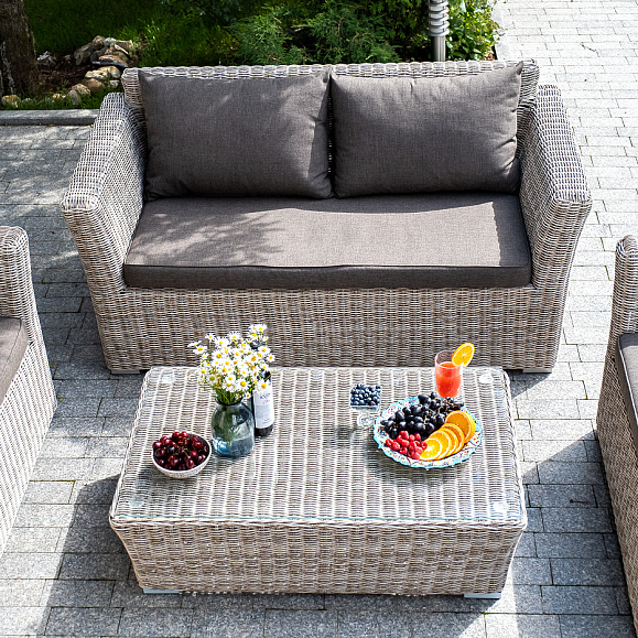 Капучино Сингл лаунж-зона из искусственного ротанга, цвет бежевый фото 3