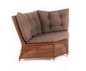 Модуль диванный угловой Бергамо 4SIS из искусственного ротанга, цвет коричневый с подушками
