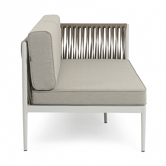 Касабланка левый модуль плетеный из роупа, каркас алюминий светло-серый (RAL7035) муар, роуп серо-коричневый 23мм, ткань бежевая 15052 фото 4