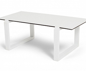 Варадеро журнальный стол из HPL 110х60 H43, каркас алюминий белый муар, цвет столешницы молочный
