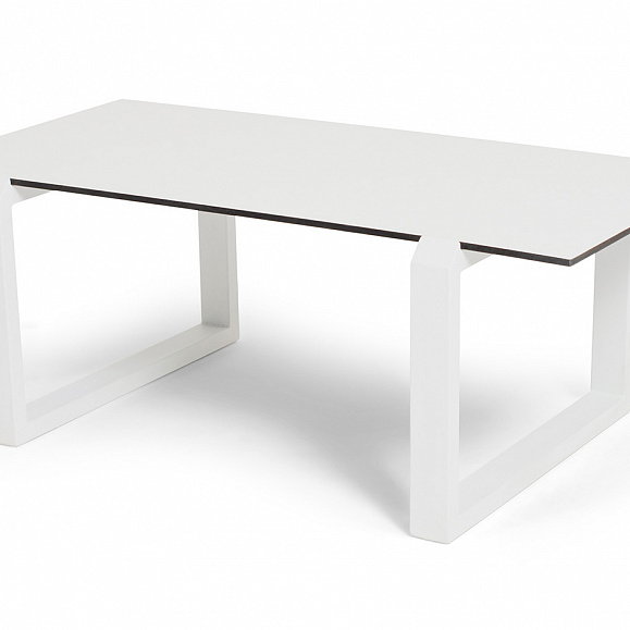 Варадеро журнальный стол из HPL 110х60 H43, каркас алюминий белый муар, цвет столешницы молочный фото 3