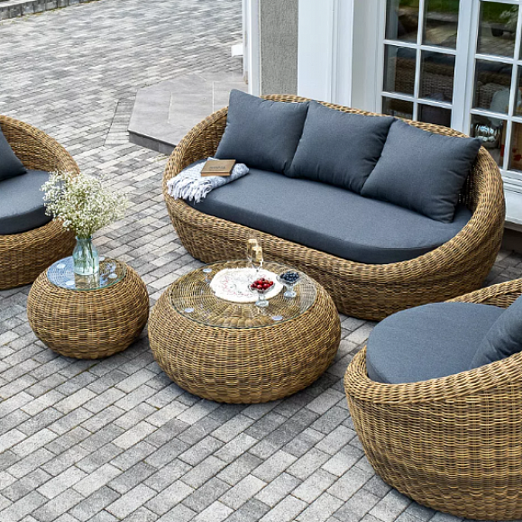 Лаунж-Зона Барселона 4SIS из искусственного ротанга, цвет соломенный фото 1