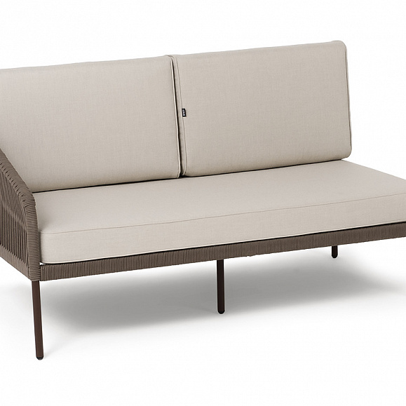 Канны правый модуль плетеный из роупа, каркас алюминий коричневый (RAL8016) муар, роуп коричневый круглый, ткань бежевая 15052 фото 3