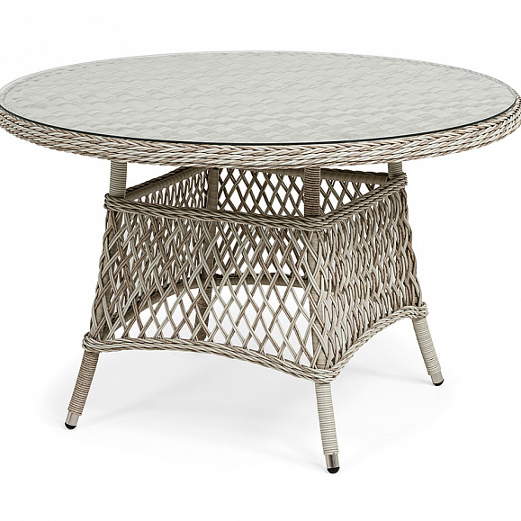 Эспрессо плетеный круглый стол, диаметр 118 см, цвет бежевый фото 1