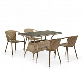 Комплект мебели из иск. ротанга T198D/Y137C-W56 Light Brown (4+1)