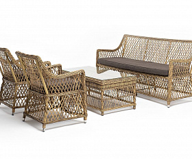 Лаунж-зона Асти 4SIS из искусственного ротанга, цвет соломенный 4 персоны