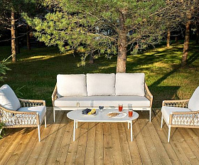 Лаунж-Зона Венеция 4SIS из искусственного ротанга, цвет соломенный