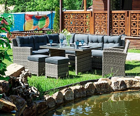 Угловой комплект Genry Royal Family из искусственного ротанга, цвет серый