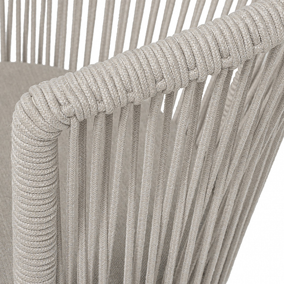Люксембург стул плетеный из роупа, каркас из стали (RAL1013) муар, роуп бежевый круглый, ткань бежевая 15052 фото 7