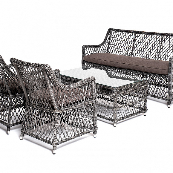 Асти лаунж-зона из искусственного ротанга на 4 персоны, цвет графит фото 1