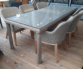 Комплект обеденной мебели Ontario-Catherine Brafritid коричневый/бежевый, тик/искусственный ротанг