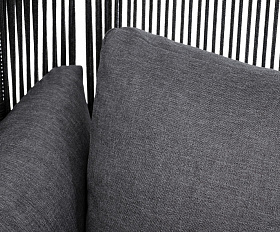 Мадрид кресло плетеное из роупа, каркас алюминий темно-серый (RAL7024) муар, роуп темно-серый круглый, ткань темно-серая 027