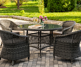 Равенна обеденная группа плетеная, цвет графит