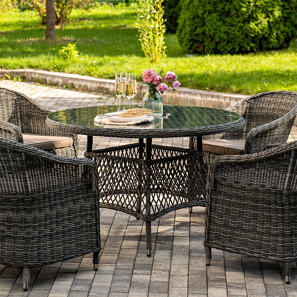Равенна обеденная группа плетеная, цвет графит фото 4