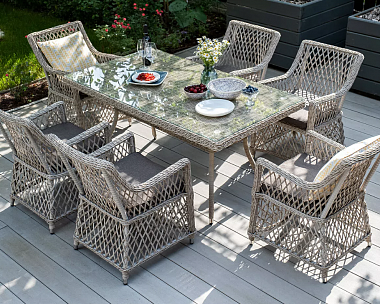 Обеденная Латте 4SIS группа плетеная, цвет бежевый