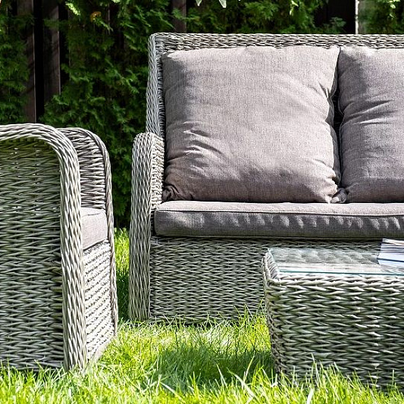 Плетеное кресло Гляссе 4SIS из искусственного ротанга (гиацинт), цвет графит фото 6