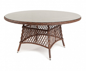 Эспрессо плетеный круглый стол, диаметр 150 см, цвет коричневый