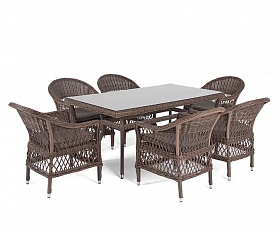 Обеденная группа Амароне 4SIS из искусственного ротанга, цвет коричневый