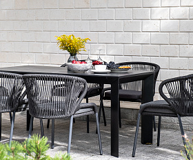 Венето обеденный стол из HPL 160х80см, цвет серый гранит, каркас черный