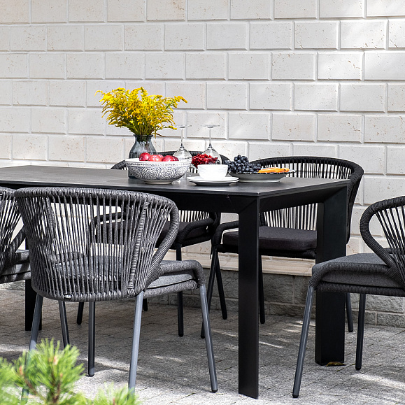 Венето обеденный стол из HPL 160х80см, цвет серый гранит, каркас черный фото 7