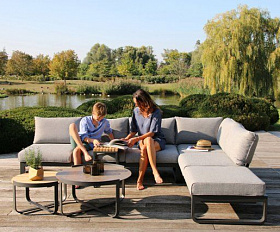 Кофейный столик Boden Brafritid антрацит/коричневый, алюминий/закаленное стекло с керамической печатью