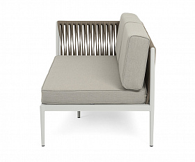 Касабланка правый модуль плетеный из роупа, каркас алюминий светло-серый (RAL7035) муар, роуп серо-коричневый 23мм, ткань бежевая 15052