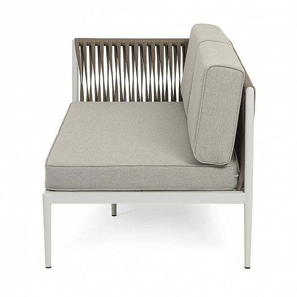 Касабланка правый модуль плетеный из роупа, каркас алюминий светло-серый (RAL7035) муар, роуп серо-коричневый 23мм, ткань бежевая 15052 фото 4