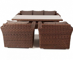 Обеденная группа Моккачино 4SIS из искусственного ротанга, цвет коричневый