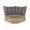 Модуль диванный угловой Бергамо 4SIS из искусственного ротанга, цвет соломенный с подушками
