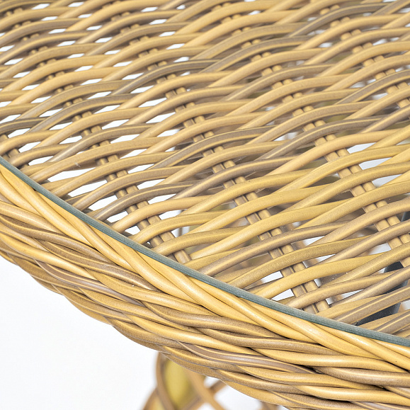 Эспрессо плетеный круглый стол, диаметр 80 см, цвет соломенный фото 4