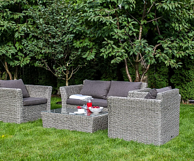 Лаунж-зона Капучино Сингл 4SIS из искусственного ротанга (гиацинт), цвет серый