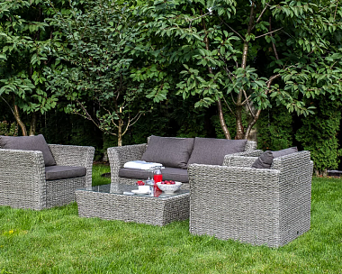 Лаунж-зона Капучино Сингл 4SIS из искусственного ротанга (гиацинт), цвет серый