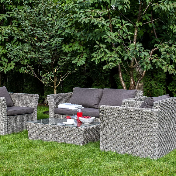 Лаунж-зона Капучино Сингл 4SIS из искусственного ротанга (гиацинт), цвет серый фото 4