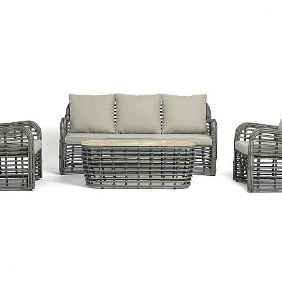 Лаунж-Зона Ницца 4SIS из искусственного ротанга, цвет серый фото 2