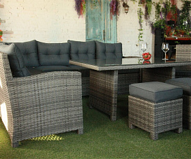 Угловой комплект Genry Royal Family из искусственного ротанга, цвет серый