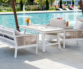 Сан Ремо стол обеденный из ДПК, каркас алюминиевый