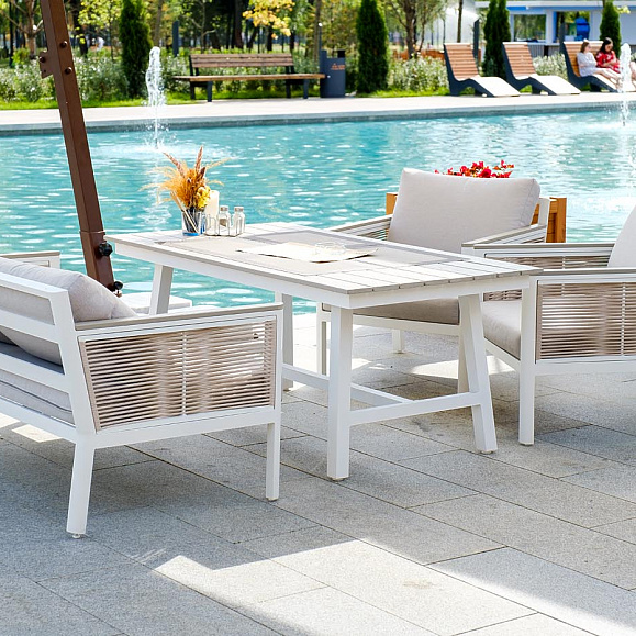 Сан Ремо стол обеденный из ДПК, каркас алюминиевый фото 3