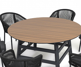 Рио обеденная группа на 6 персон, стол HPL дуб, цвет темно-серый