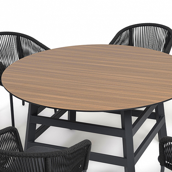 Рио обеденная группа на 6 персон, стол HPL дуб, цвет темно-серый фото 5