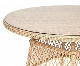 Плетеный круглый стол Эспрессо 4SIS из искусственного ротанга, цвет соломенный