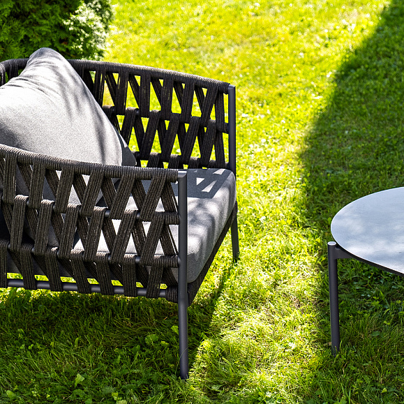 Диего лаунж-зона 4-местная плетеная из роупа (веревки), каркас алюминиевый темно-серый, роуп темно-серый фото 7