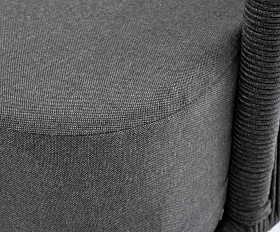 Верона диван 3-местный плетеный из роупа, каркас алюминий темно-серый (RAL7024) муар, роуп темно-серый круглый, ткань темно-серая 027