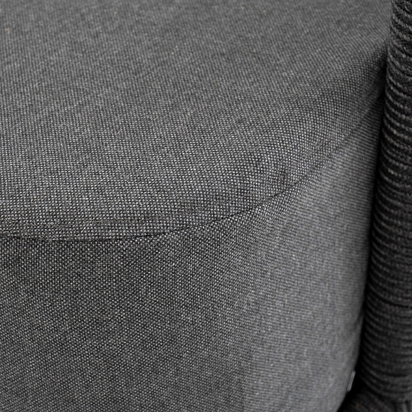Верона диван 3-местный плетеный из роупа, каркас алюминий темно-серый (RAL7024) муар, роуп темно-серый круглый, ткань темно-серая 027 фото 5