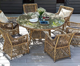 Обеденная группа Эспрессо-150 L 4SIS из искусственного ротанга, цвет соломенный