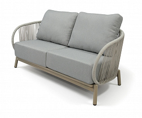 Прато диван двухместный из искусственного ротанга, цвет светло-серый, каркас под дерево (холодно-бежевый)